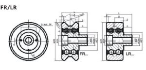 FR/LR Series Track Roller Bearings V型轨用导轨滚轮和圆柱滚轮图纸 300x145